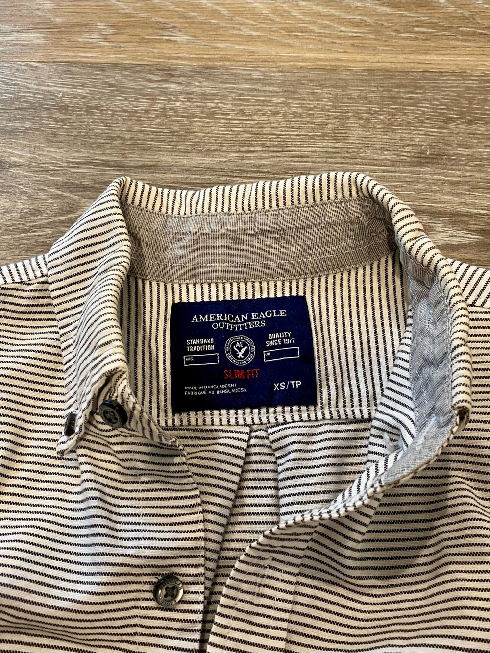 American Eagle Outfitters Men’s Striped Button-Down Shirt - White/Black